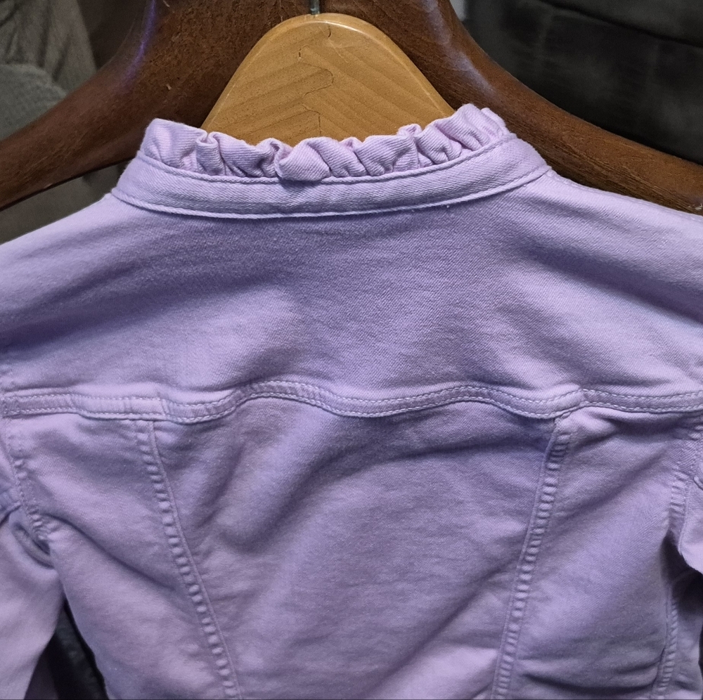 Talbot's Purple Ruffle Neck Denim Jacket - Picture 9 of 11